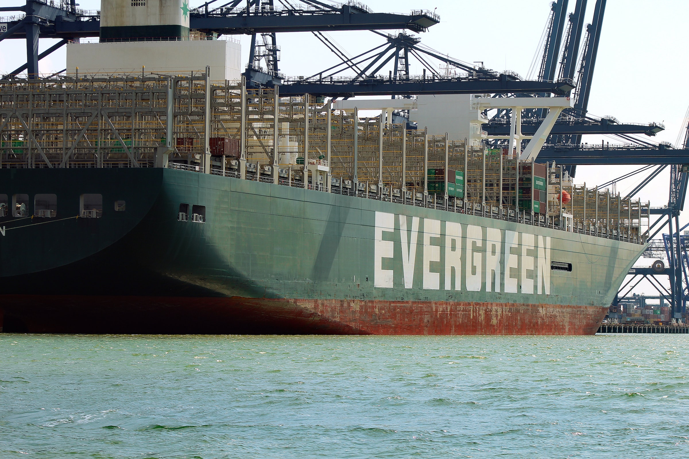 An image of a container ship at Felixstowe shipping port
